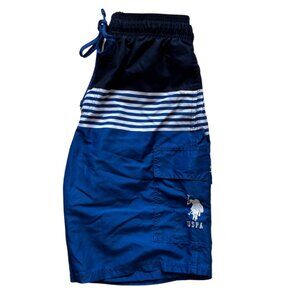 U.S. Polo Assn. Blue Striped Swim Trunks, Size M